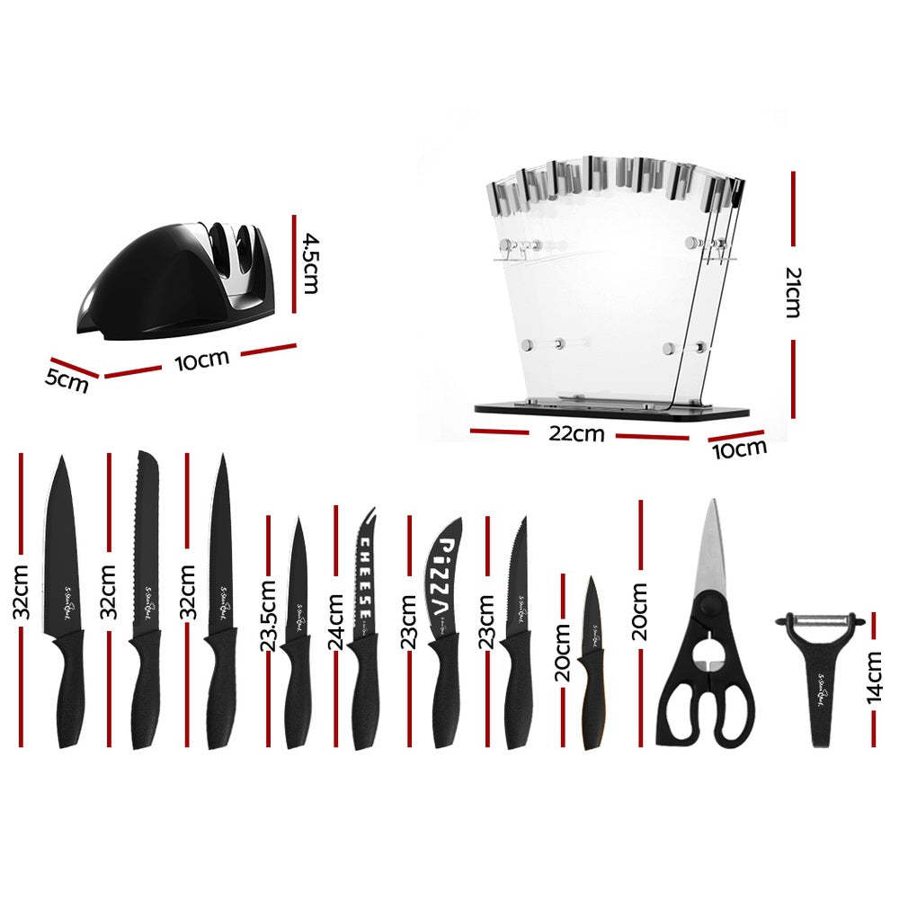 5-Star Chef 17PCS Kitchen Knife Set Stainless Steel Non-stick with Sharpener